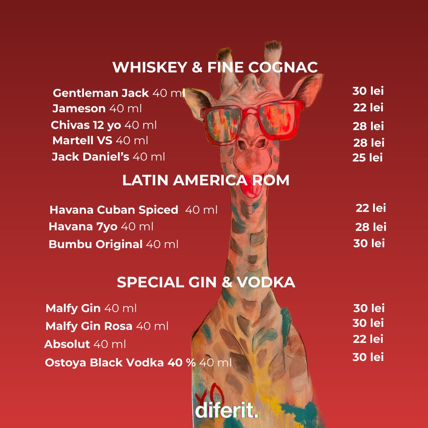 Whiskey & Fine Cognac, Latin America Rom, Special Gin & Vodka